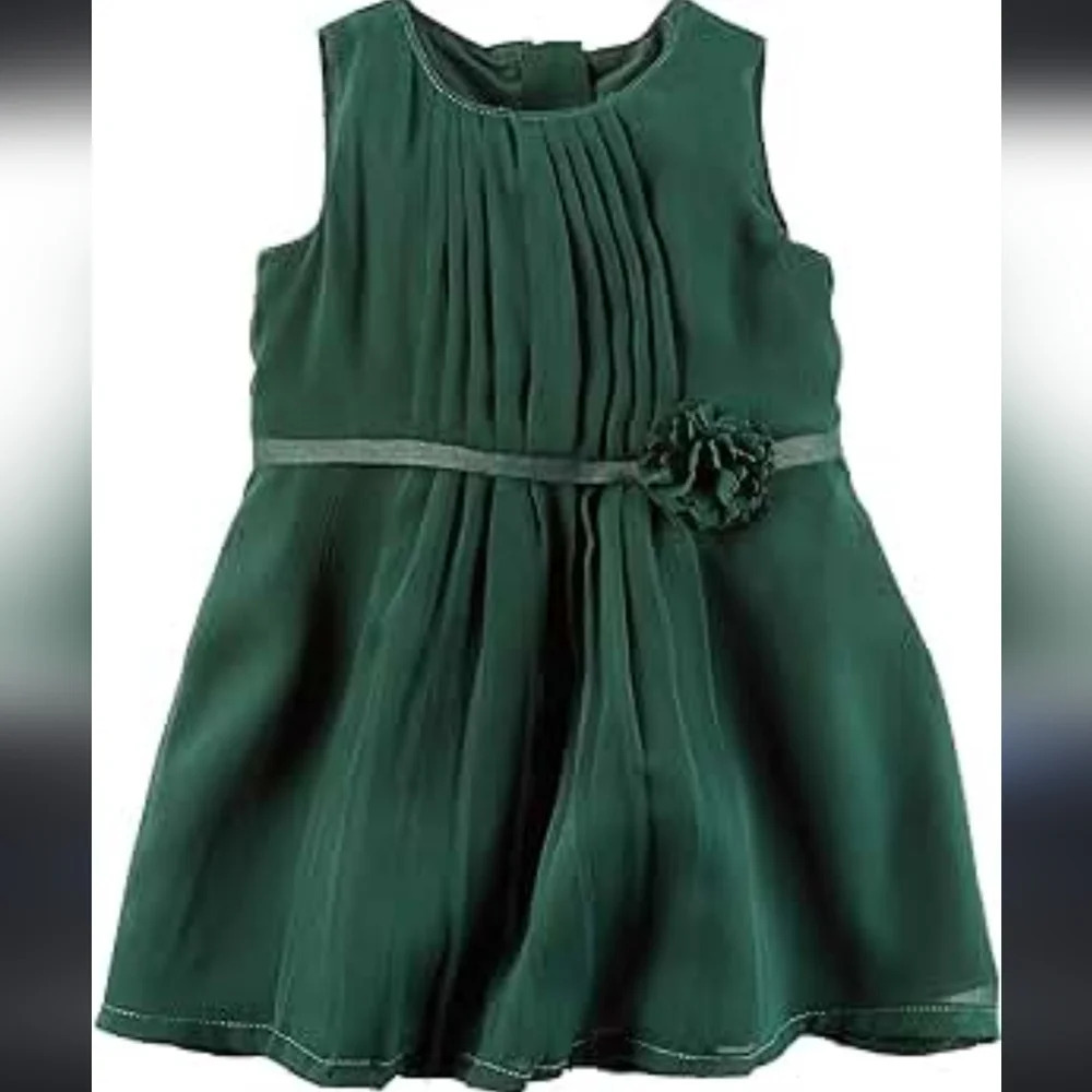 Carter's Emerald Green Pleated Special Occasion Dress size 12 months
